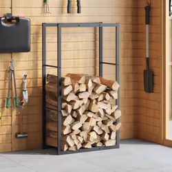 vidaXL Firewood Rack Fireplace Log Store Firewood Log Rack Holder Black Steel - 110 x 30 x 61 cm