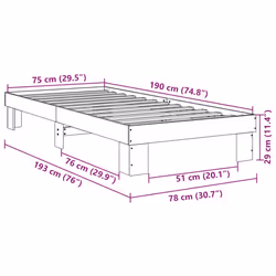 vidaXL Bed Frame without Mattress 80x200 cm Solid Wood Oak bedroom furniture - 75 x 190 cm