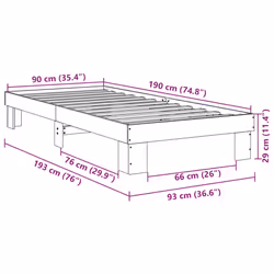vidaXL Bed Frame without Mattress 80x200 cm Solid Wood Oak bedroom furniture - 90 x 190 cm