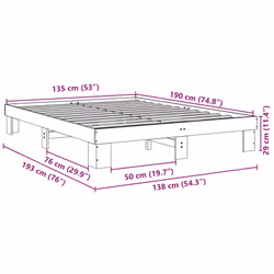 vidaXL Bed Frame without Mattress 80x200 cm Solid Wood Oak bedroom furniture - 135 x 190 cm