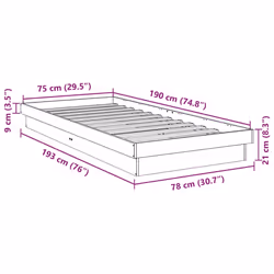 vidaXL Bed Frame Without Mattress 75x190 cm Solid Oak Wood bedroom furniture - Additional view 10