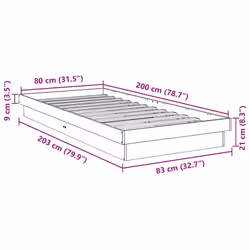 vidaXL Bed Frame Without Mattress 80x200 cm Solid Oak Wood bedroom furniture - Additional view 10