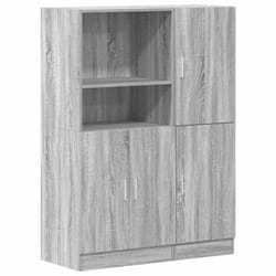 vidaXL Kitchen Cabinet Set 2 Piece Storage Cabinet Cupboard Engineered Wood - grey sonoma