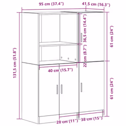 vidaXL Kitchen Cabinet Set 2 Piece Storage Cabinet Cupboard Engineered Wood - old wood