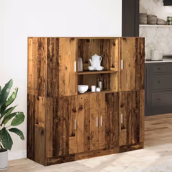 vidaXL Kitchen Cabinet Set 3 Piece Storage Cabinet Cupboard Engineered Wood - old wood