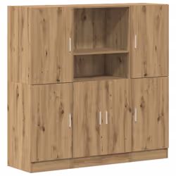 vidaXL Kitchen Cabinet Set 3 Piece Storage Cabinet Cupboard Engineered Wood - artisan oak