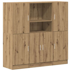vidaXL Kitchen Cabinet Set 3 Piece Storage Cabinet Cupboard Engineered Wood - artisan oak