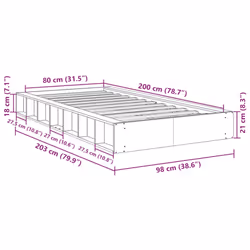 vidaXL Bed Frame without Mattress 80x200 cm Solid Wood Oak bedroom furniture