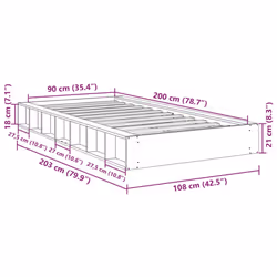vidaXL Bed Frame without Mattress 90x200 cm Solid Wood Oak bedroom furniture - Additional view 3