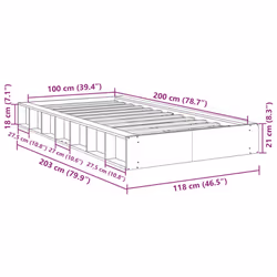 vidaXL Bed Frame without Mattress 100x200 cm Solid Wood Oak bedroom furniture