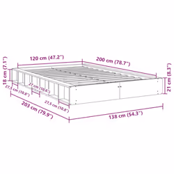 vidaXL Bed Frame without Mattress 120x200 cm Solid Wood Oak bedroom furniture - Additional view 10