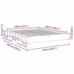 vidaXL Bed Frame without Mattress 140x200 cm Solid Wood Oak bedroom furniture - Additional view 3