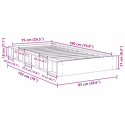 vidaXL Bed Frame without Mattress 75x190 cm Solid Wood Oak bedroom furniture