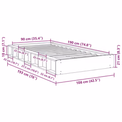 vidaXL Bed Frame without Mattress 90x190 cm Solid Wood Oak bedroom furniture - Additional view 10