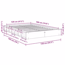 vidaXL Bed Frame without Mattress 120x190 cm Solid Wood Oak bedroom furniture - Additional view 10