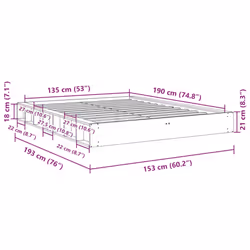 vidaXL Bed Frame without Mattress 135x190 cm Solid Wood Oak bedroom furniture - Additional view 10