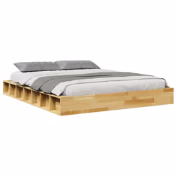 vidaXL Bed Frame without Mattress 135x190 cm Solid Wood Oak bedroom furniture - Additional view 4