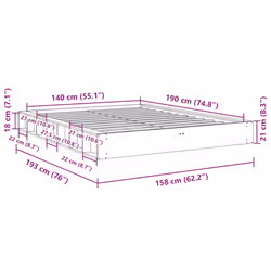 vidaXL Bed Frame without Mattress 140x190 cm Solid Wood Oak bedroom furniture - Additional view 3