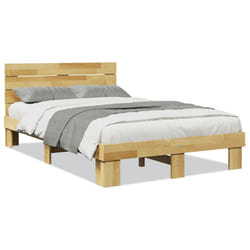 vidaXL Bed Frame with Headboard without Mattress 120x190 cm Solid Wood Oak