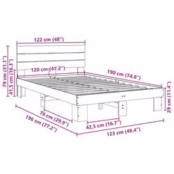 vidaXL Bed Frame with Headboard without Mattress 120x190 cm Solid Wood Oak