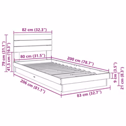vidaXL Bed Frame with Headboard without Mattress 200x200 cm Solid Wood Oak - 80 x 200 cm