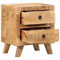 vidaXL Bedside Cabinet 40x32x46 cm Solid Wood Rough Mango bedside table - Additional view 4