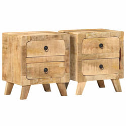 vidaXL Bedside Cabinet 2 pcs 40x32x46 cm Solid Wood Rough Mango bedside table