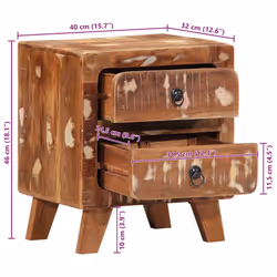 vidaXL Bedside Cabinet 40x32x46 cm Solid Wood Reclaimed bedside table - Additional view 10