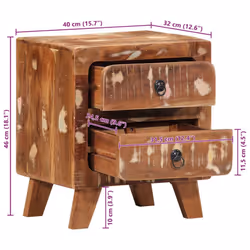vidaXL Bedside Cabinet 2 pcs 40x32x46 cm Solid Wood Reclaimed bedside table - Additional view 10