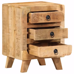 vidaXL Bedside Cabinet 37x32x50 cm Solid Wood Rough Mango bedside table - Additional view 4