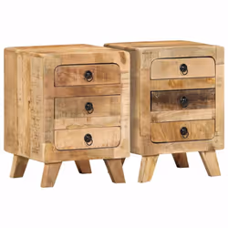 vidaXL Bedside Cabinet 2 pcs 37x32x50 cm Solid Wood Rough Mango bedside table