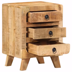 vidaXL Bedside Cabinet 2 pcs 37x32x50 cm Solid Wood Rough Mango bedside table - Additional view 4