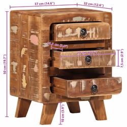 vidaXL Bedside Cabinet 37x32x50 cm Solid Wood Reclaimed bedside table