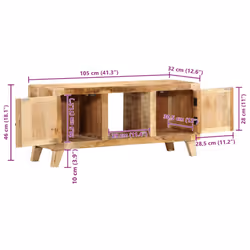 vidaXL TV Cabinet 105x46x32 cm Solid Wood Rough Mango TV stand TV sideboard