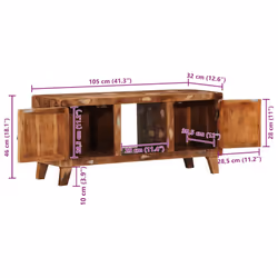 vidaXL TV Cabinet 105x46x32 cm Solid Wood Reclaimed TV stand TV sideboard - Additional view 10