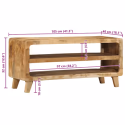 vidaXL TV Cabinet 105x46x32 cm Solid Wood Rough Mango TV stand TV sideboard - Solid rough mango wood - Additional view 7