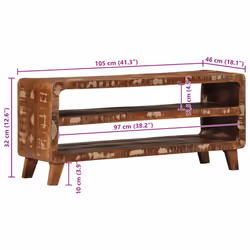 vidaXL TV Cabinet 105x46x32 cm Solid Wood Rough Mango TV stand TV sideboard - Solid reclaimed wood - Additional view 7