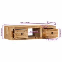 vidaXL Wall-mounted TV Cabinet 100x32x25 cm Solid Wood Rough Mango TV stand - Additional view 9