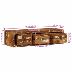 vidaXL Wall-mounted TV Cabinet 100x32x25 cm Solid Wood Reclaimed TV stand