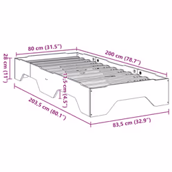 vidaXL Bed Frame No Mattress Stackable Bedrom Bed Base Bedstead Solid Wood - white, 80 x 200 cm - Additional view 3