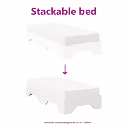 vidaXL Bed Frame No Mattress Stackable Bedrom Bed Base Bedstead Solid Wood - white, 80 x 200 cm - Additional view 7