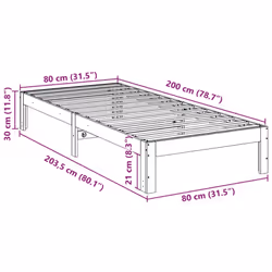 vidaXL Bed Frame without Mattress Wax Brown 80x200 cm Solid Wood Pine