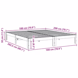 vidaXL Bed Frame without Mattress 180x200 cm Super King Solid Wood Pine - Additional view 8
