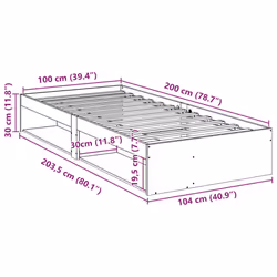 vidaXL Day Bed with Mattress Bedroom Sofa Bed Couch Guest Bed Solid Wood Pine - white, 100 x 200 cm - Additional view 10