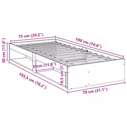 vidaXL Day Bed with Mattress Bedroom Sofa Bed Couch Guest Bed Solid Wood Pine - white, 75 x 190 cm - Additional view 10