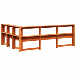 vidaXL Bookcase Headboard Bedroom Back Headboard L-Shaped Solid Wood Pine - wax brown, 168.5 x 218.5 x 80 cm - Additional view 5