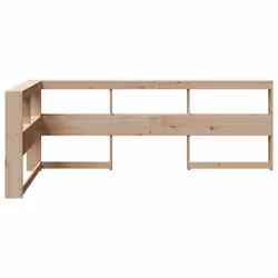 vidaXL Bookcase Headboard Bedroom Back Headboard L-Shaped Solid Wood Pine - natural, 98.5 x 218.5 x 80 cm - Additional view 4