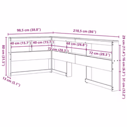 vidaXL Bookcase Headboard Bedroom Back Headboard L-Shaped Solid Wood Pine - wax brown, 98.5 x 218.5 x 80 cm - Additional view 8