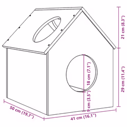 vidaXL Cat House White 41x50x50 cm Solid Wood Pine cat house indoor - natural - Additional view 6