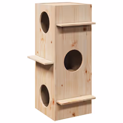 vidaXL Cat House 43x43x90 cm Solid Wood Pine cat house indoor cat furniture - wine red